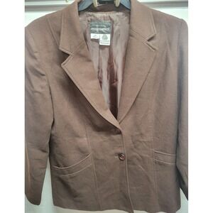 Vtg Requirements Brown pure Wool Blazer Sz 10 Single Button Business Casual